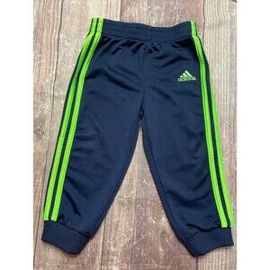 Adidas Little Boy Little Girl Toddler Blue & Green Track Pants, Size 18 months